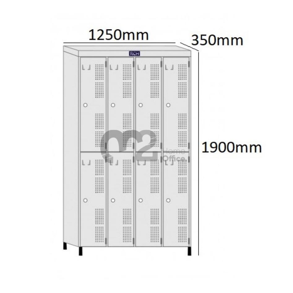Roupeiro Para Vestiário RGRSP-8 35cm Sobreposto com 8 Portas - com PITÃO - RCH